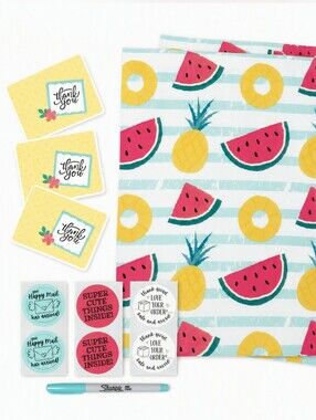 Small Business Shipping Supplies Set Summer Fruit Poly Mailers Stickers Cards